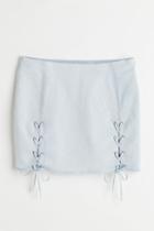 H & M - Lacing-detail Denim Skirt - Blue