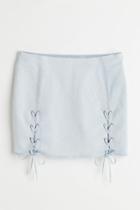 H & M - Lacing-detail Denim Skirt - Blue