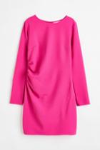 H & M - Gathered Crped Dress - Pink