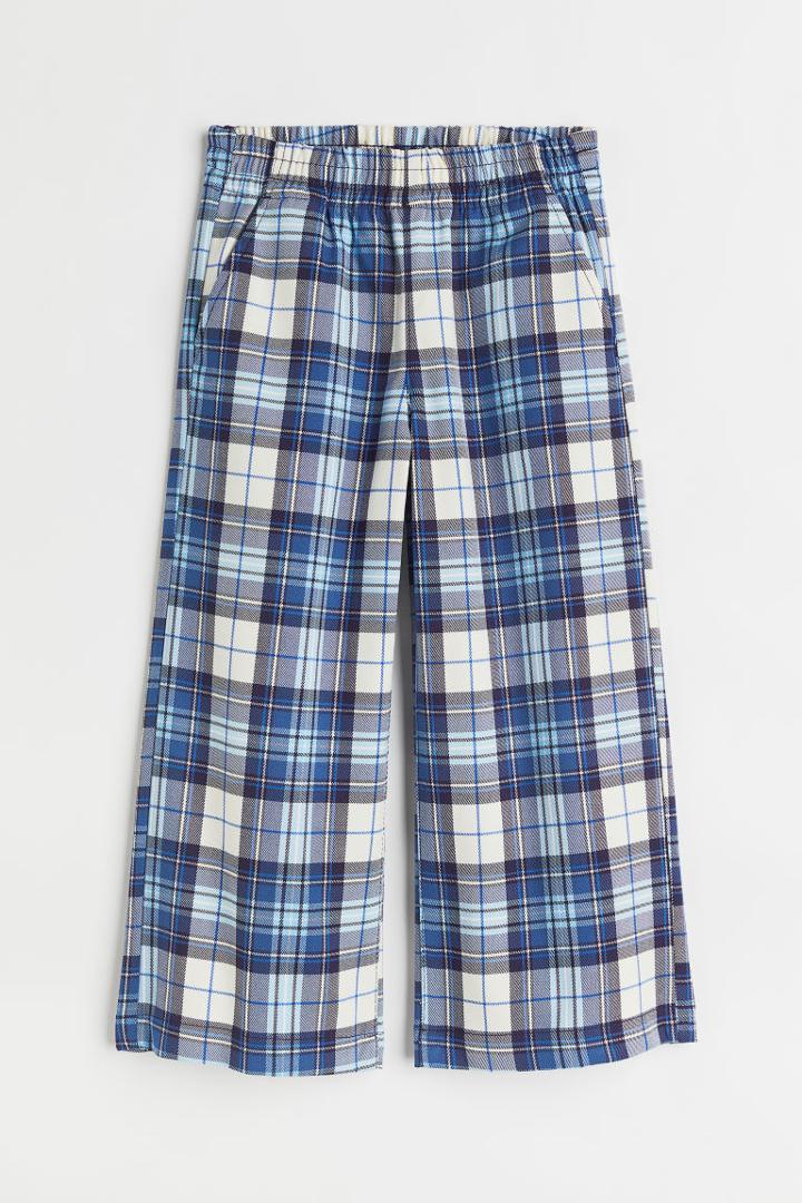 H & M - Wide Fit Twill Pants - Blue