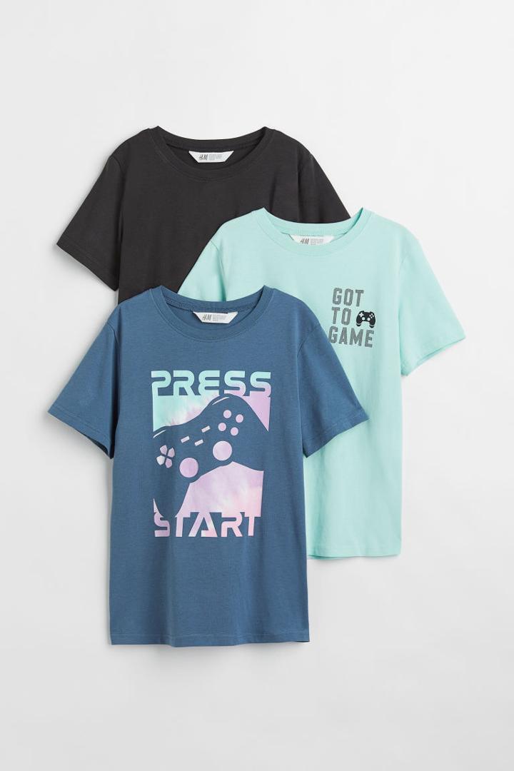 H & M - 3-pack Cotton Jersey T-shirts - Blue