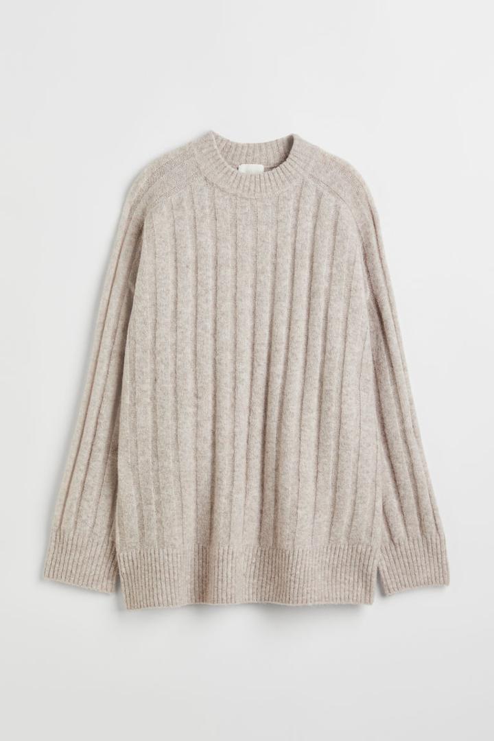 H & M - Oversized Rib-knit Sweater - Brown