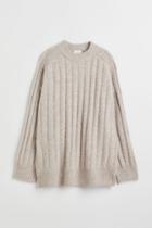 H & M - Oversized Rib-knit Sweater - Brown