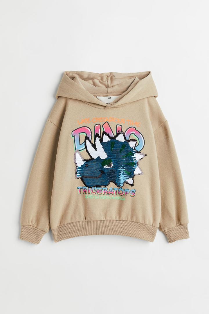 H & M - Reversible Sequin Sweatshirt Hoodie - Brown
