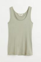 H & M - Lace-trimmed Tank Top - Green