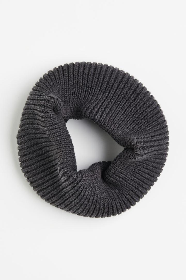 H & M - Jacquard-knit Tube Scarf - Gray