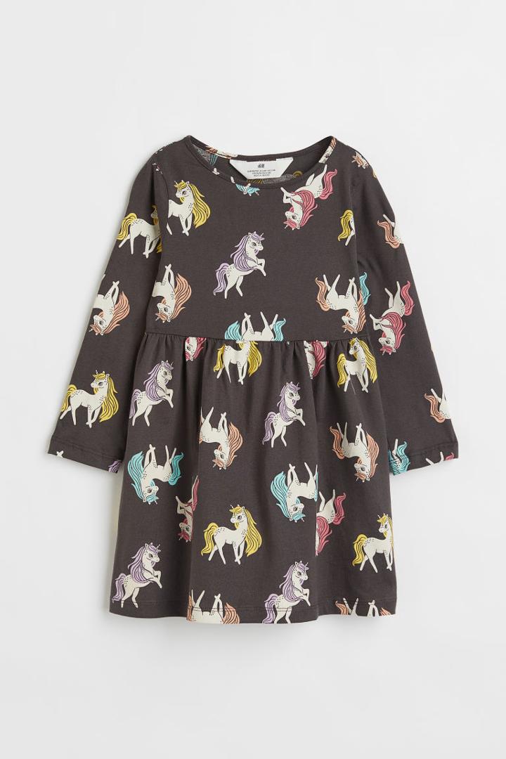 H & M - Cotton Jersey Dress - Gray