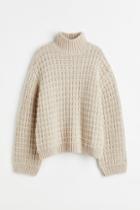 H & M - Oversized Mock-turtleneck Sweater - Beige