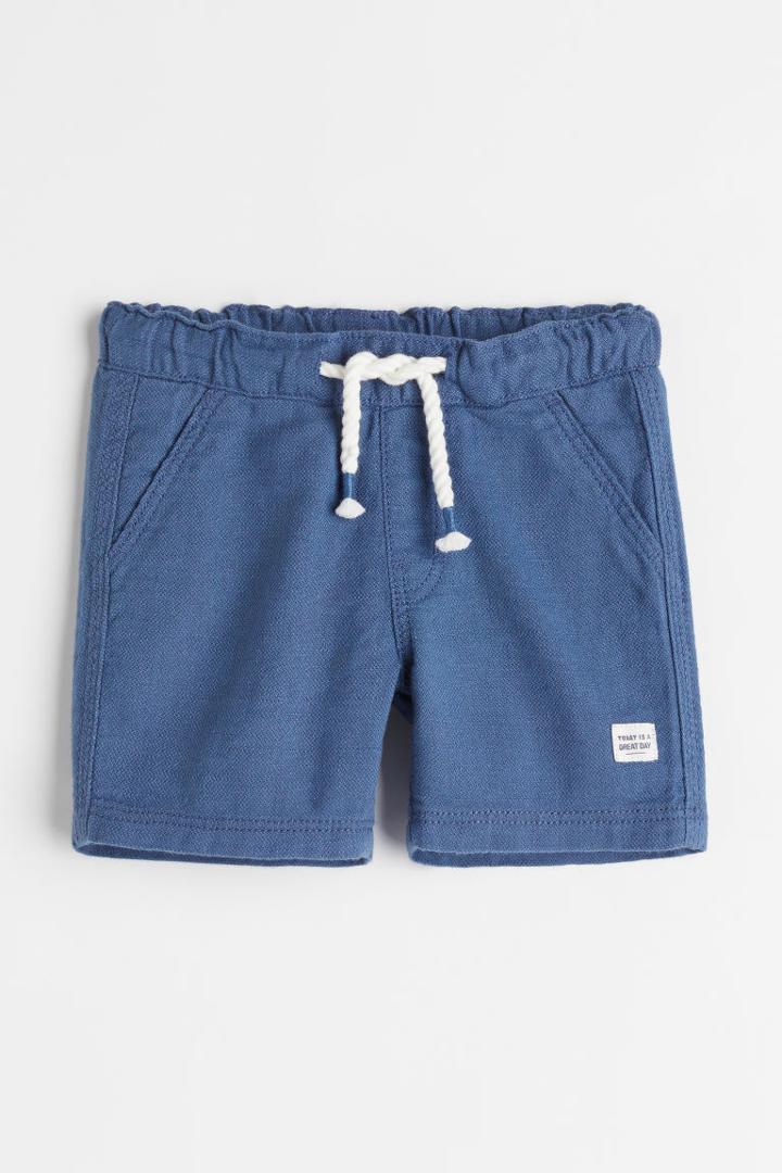H & M - Slub-weave Shorts - Blue
