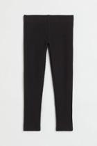 H & M - Ribbed Cotton Leggings - Black