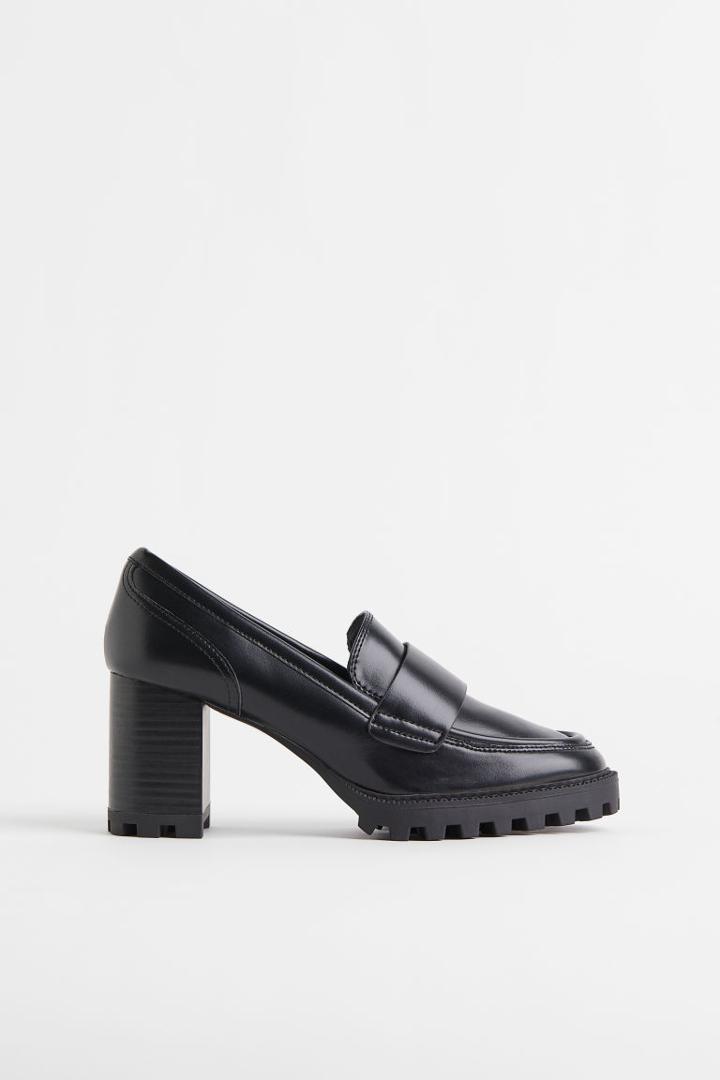 H & M - Chunky Heeled Loafers - Black