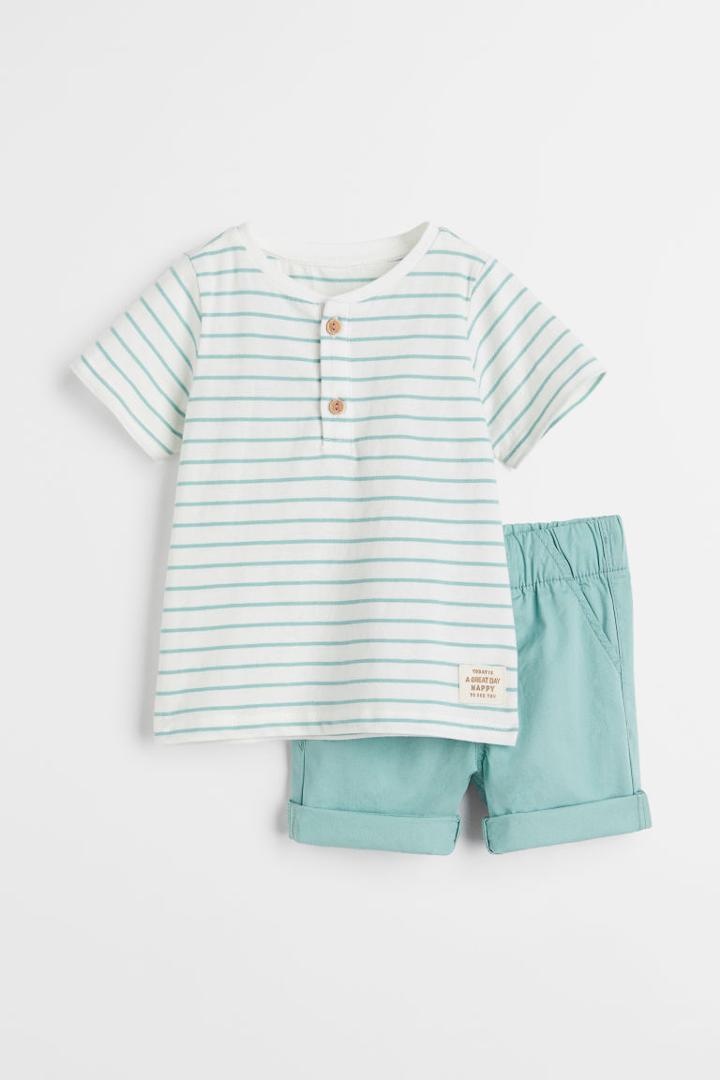 H & M - 2-piece Cotton Set - Turquoise