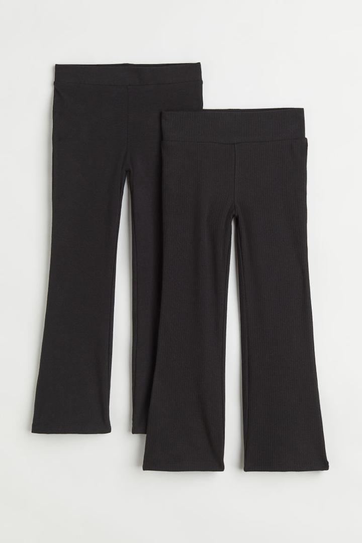 H & M - 2-pack Cotton Jersey Leggings - Black