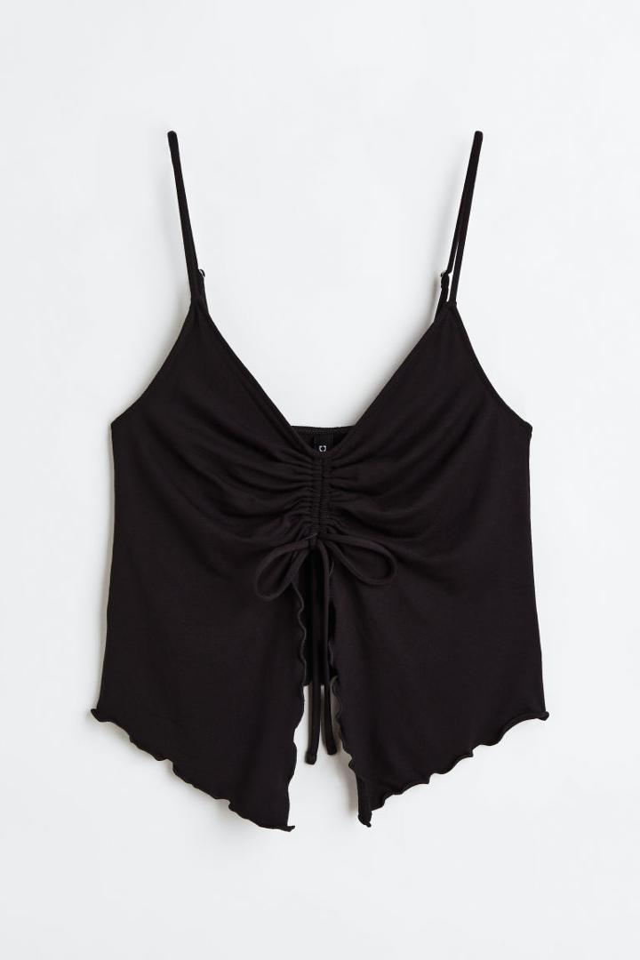 H & M - Drawstring-detail Top - Black