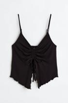 H & M - Drawstring-detail Top - Black