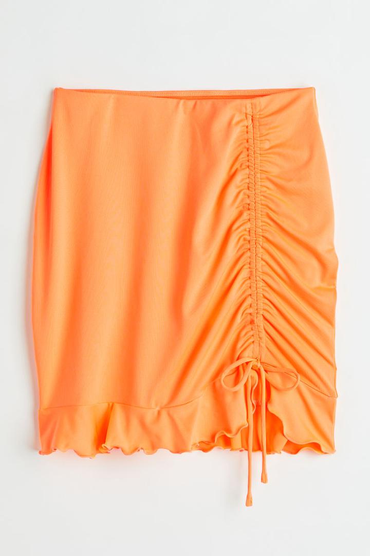 H & M - Flounced-hem Mini Skirt - Orange