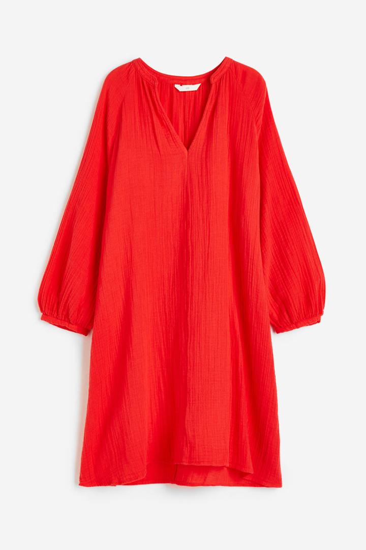 H & M - Double-weave Tunic Dress - Red