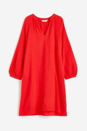 H & M - Double-weave Tunic Dress - Red