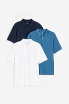 H & M - 3-pack Regular Fit Polo Shirts - Blue