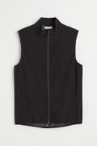 H & M - Regular Fit Water-repellent Running Vest - Black