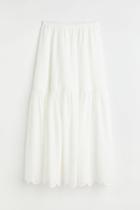 H & M - Cotton Skirt With Eyelet Embroidery - White