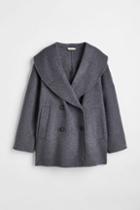 H & M - Double-breasted Wool-blend Coat - Gray