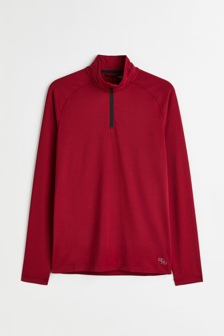 H & M - Regular Fit Long-sleeved Sports Shirt - Red