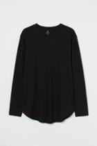 H & M - Long-sleeved Shirt Long Fit - Black
