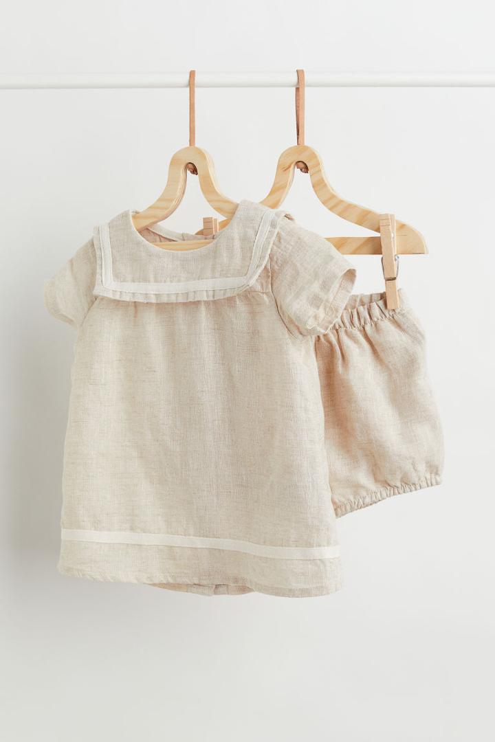 H & M - 2-piece Linen Sailor Set - Beige