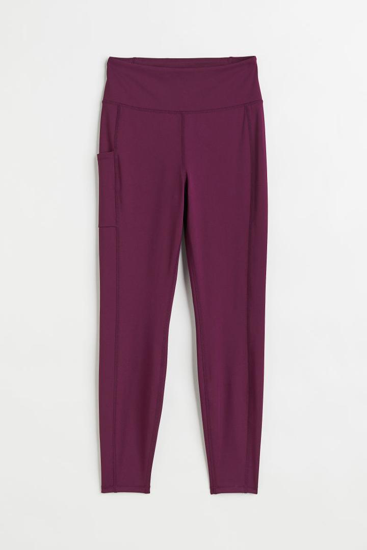H & M - Pocket-detail Sports Leggings - Purple