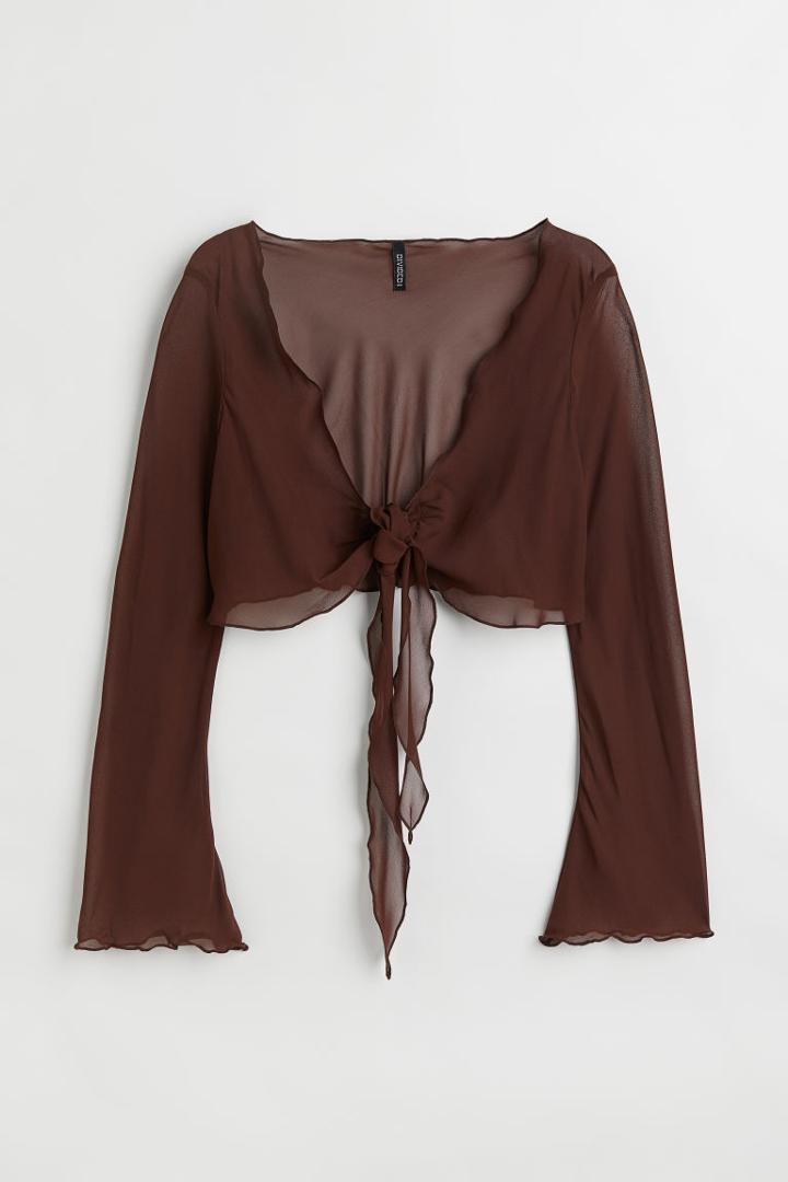 H & M - H & M+ Airy Tie-front Top - Brown