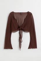H & M - H & M+ Airy Tie-front Top - Brown