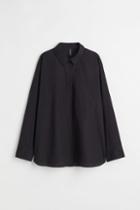 H & M - Oversized Poplin Shirt - Black