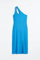 H & M - One-shoulder Ribbed Dress - Blue