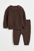 H & M - 2-piece Knit Set - Brown