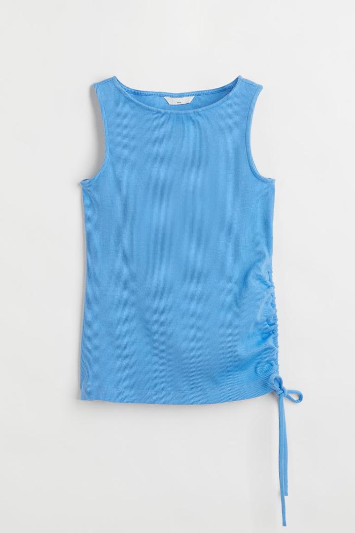 H & M - Mama Ribbed Drawstring Top - Blue