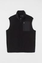 H & M - Regular Fit Thermolite Faux Shearling Vest - Black
