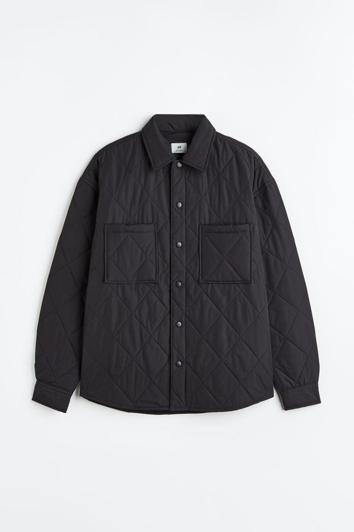 H & M - Relaxed Fit Quilted Jacket - Black