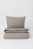 H & M - Cotton Twin Duvet Cover Set - Brown