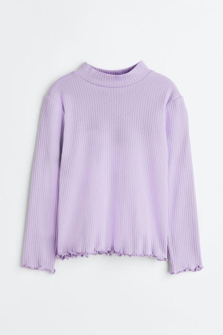 H & M - Jersey Mock Turtleneck Top - Purple