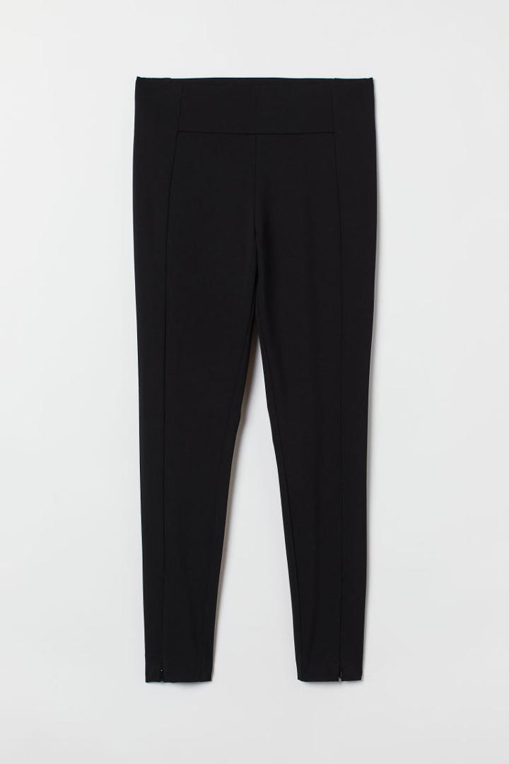 H & M - H & M+ Zip-hem Leggings - Black