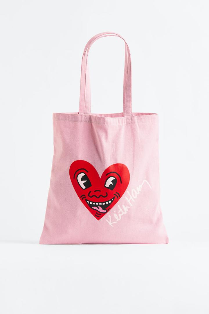 H & M - Motif-front Shopper - Pink