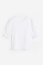 H & M - Eyelet Embroidery Top - White