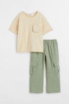 H & M - 2-piece T-shirt And Pants Set - Green