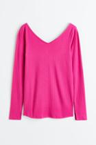 H & M - Mama Long-sleeved Ribbed Top - Pink