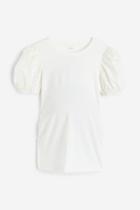 H & M - Mama Puff-sleeved Top - White
