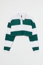 H & M - H & M+ Rugby Crop Shirt - Green