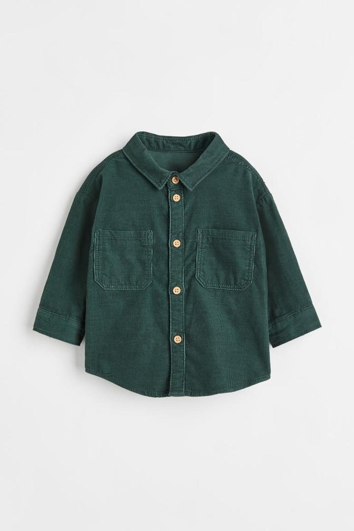 H & M - Cotton Corduroy Shirt - Green
