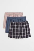 H & M - 3-pack Woven Cotton Boxer Shorts - Beige