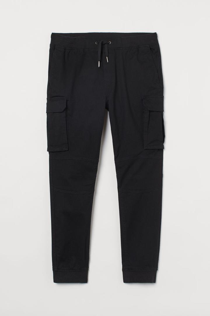 H & M - Skinny Fit Cargo Joggers - Black